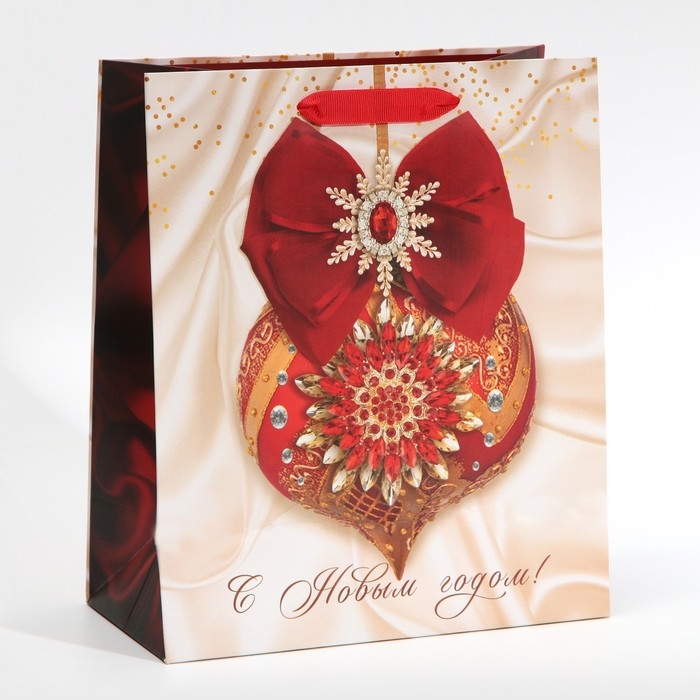 Пакет подарочный новогодний ламинированный &laquo;Драгоценности&raquo;, ML 23 х 27 х 11,5 см, Новый год
