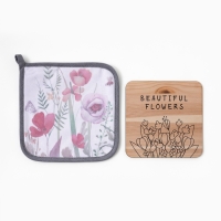 Набор кухонный "Маки" прихватка 19х19см, подставка под горячее