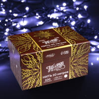 Гирлянда &laquo;Нить&raquo; 10 м, IP44, УМС, тёмная нить, 100 LED, свечение белое, мерцание белым, 220 В