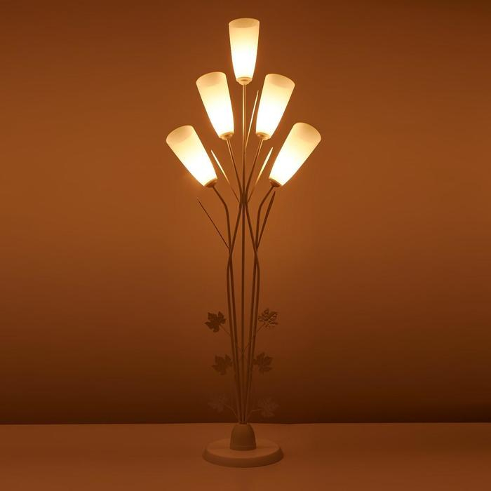 Торшер "Букет" 5x15Вт E27 белый 55х28х165см.