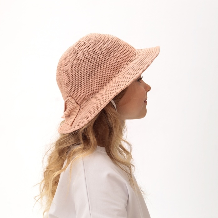 Шляпа для девочки MINAKU с бантом, цвет розовый, р-р 50-52