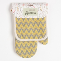 Кухонный набор (2 предмета) Доляна &laquo;Зигзаги&raquo;, прихватка 17х17 см, варежка 26х16 см, 100% п/э