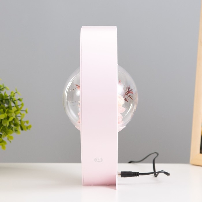 Настольная лампа "Сердце левитация" LED USB розовый 24х22 см RISALUX