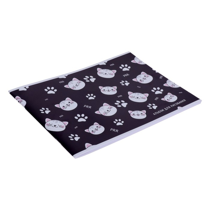 Альбом для рисования А4, 32 листа на скрепке "Котики", обложка мелованный картон, внутренний блок офсет 100 г/м&sup2;