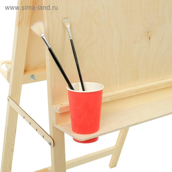 Мольберт тип «Хлопушка», двусторонний, 120 х 60 х 65 см, планшет 60 х 60 см, полка с двумя подстаканниками, неокрашенное дерево, Calligrata Мольберт тип «Хлопушка», двусторонний, 120 х 60 х 65 см, планшет 60 х 60 см, полка с двумя подстаканниками, неокрашенное дерево, Calligrata