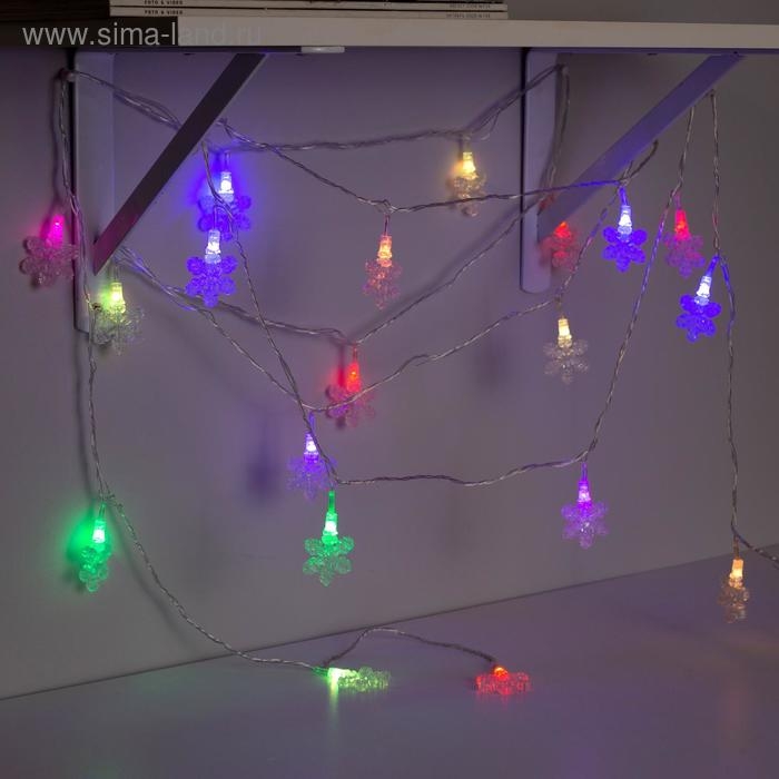 Гирлянда «Нить» 5 м с насадками «Снежинки», IP20, прозрачная нить, 20 LED, свечение мульти (RG/RB), мигание, 220 В Гирлянда «Нить» 5 м с насадками «Снежинки», IP20, прозрачная нить, 20 LED, свечение мульти (RG/RB), мигание, 220 В