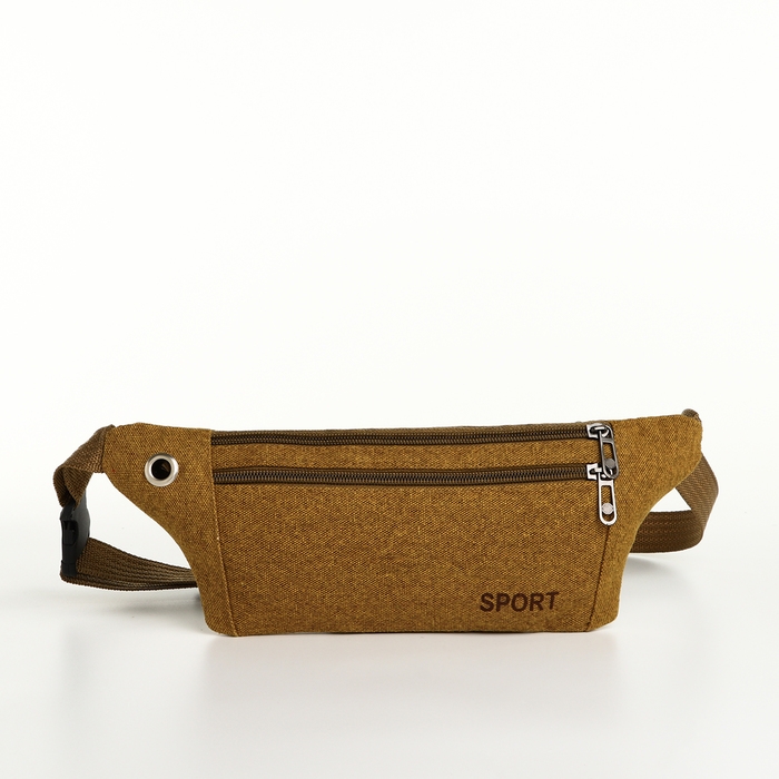 Поясная сумка на молнии, наружный карман, цвет коричневый Поясная сумка на молнии, наружный карман, цвет коричневый