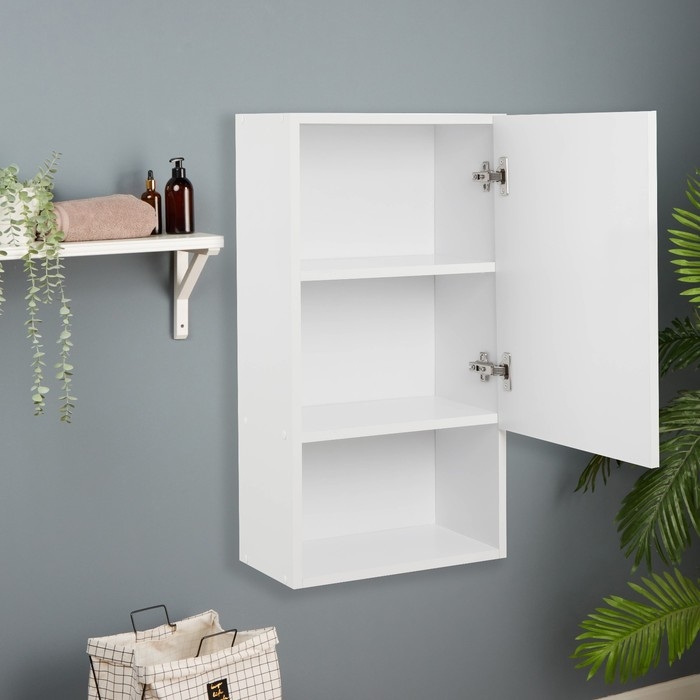 Шкаф для ванной комнаты навесной, левый, белый, 40 х 75 х 23 см