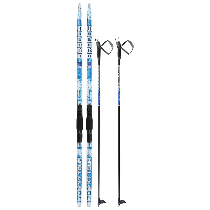 Комплект лыжный: пластиковые лыжи 170 см с насечкой, стеклопластиковые палки 130 см, крепления SNS, цвета МИКС Комплект лыжный: пластиковые лыжи 170 см с насечкой, стеклопластиковые палки 130 см, крепления SNS, цвета МИКС