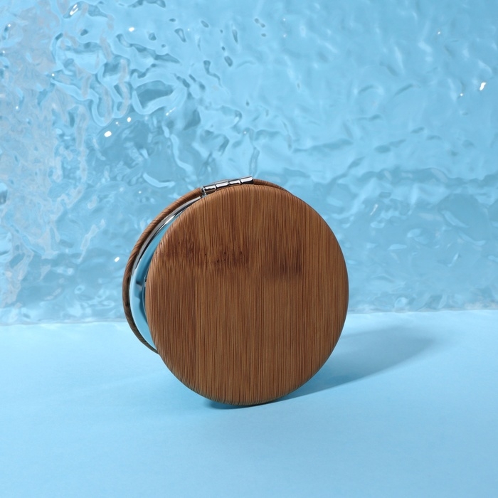 Зеркало складное &laquo;Бамбук&raquo;, d = 7 см, с увеличением, цвет &laquo;тёмное дерево&raquo;