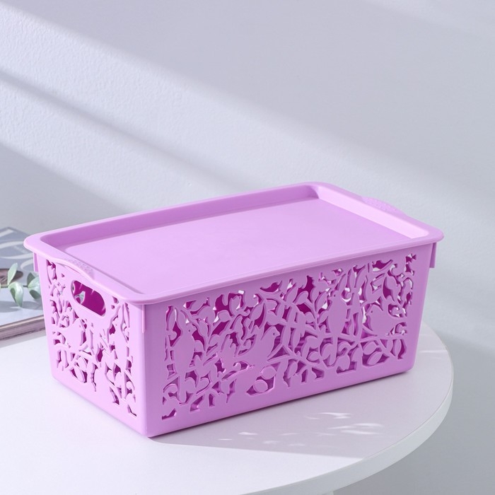 Контейнер пластиковый для хранения с крышкой Доляна &laquo;Птицы&raquo;, 29&times;17,5&times;12 см, цвет МИКС