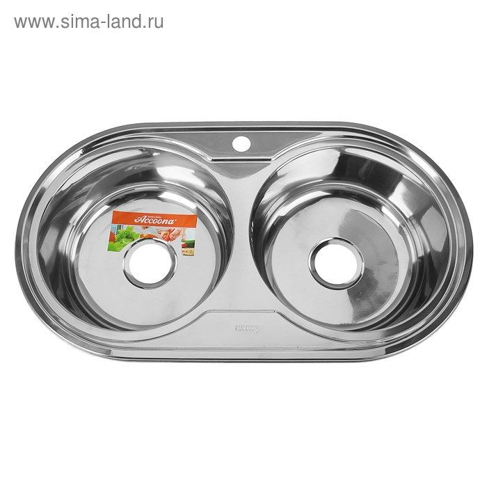 Мойка кухонная Accoona AB4479B, врезная, двойная, толщина 0.6 мм, 790х440х165 мм, глянец Мойка кухонная Accoona AB4479B, врезная, двойная, толщина 0.6 мм, 790х440х165 мм, глянец