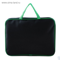 Папка с ручками текстильная А4, 350 х 265 х 45 мм, ПМД 2-42 "Офис", внутренний карман, чёрная/салатовая Папка с ручками текстильная А4, 350 х 265 х 45 мм, ПМД 2-42 "Офис", внутренний карман, чёрная/салатовая