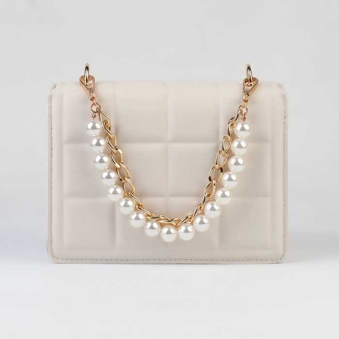 Цепочка для сумки, с жемчугом, d = 14 мм, 2,3 &times; 16 &times; 11,5 мм, 30 см, цвет золотой