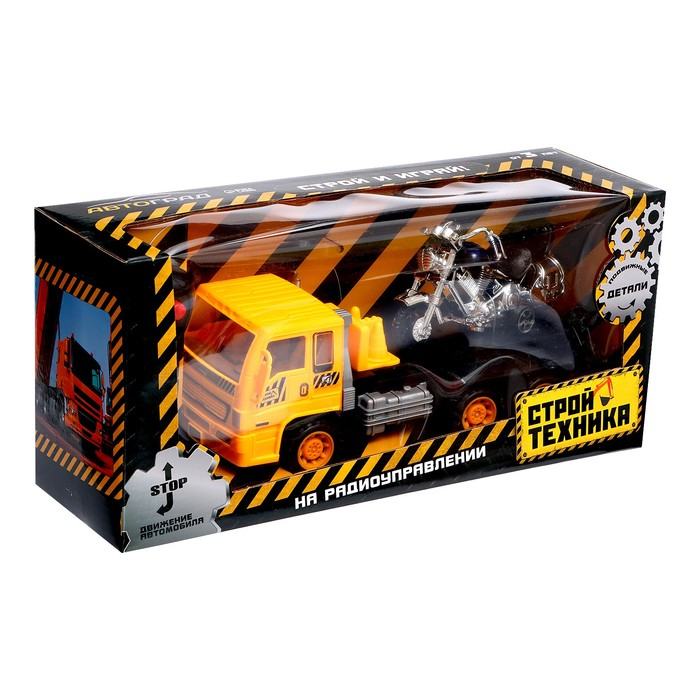 Грузовик радиоуправляемый &laquo;Эвакуатор&raquo;, с мотоциклом, работает от батареек, МИКС