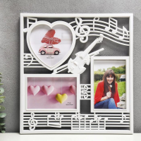 Фоторамка пластик на 3 фото 10х15, 13х12 см "Скрипка и ноты" белый 34х32 см Фоторамка пластик на 3 фото 10х15, 13х12 см "Скрипка и ноты" белый 34х32 см