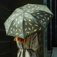 Зонт женский механический «Золотые перья», 8 спиц, d=95, цвет чёрный Зонт женский механический «Золотые перья», 8 спиц, d=95, цвет чёрный