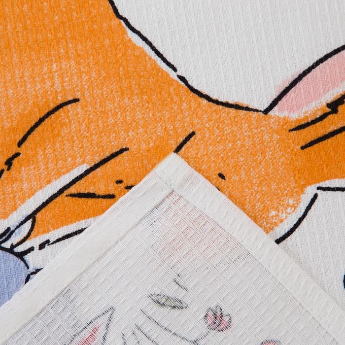 Набор кухонных полотенец Доляна &laquo;Пасхальные зайчики&raquo;, 35х60см-2 шт, 100% хл, вафля 160 г/м2