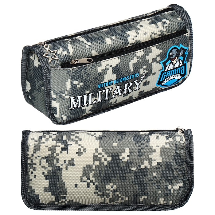 Пенал мягкий 2 отделения, 80 х 210 х 65 мм, объёмный, Calligrata Пенал мягкий 2 отделения, 80 х 210 х 65 мм, объёмный, Calligrata "Миллитари", зелёный