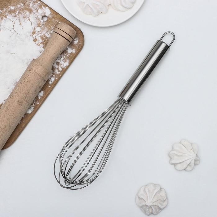 Венчик для взбивания KONFINETTA &laquo;Сильвер&raquo;, струна 1,3 мм, 30&times;8&times;8 см, цвет серебристый