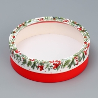 Коробка для макарун тубус с окном «Новогодняя ботаника», 20 х 20 х 5 см, Новый год Коробка для макарун тубус с окном «Новогодняя ботаника», 20 х 20 х 5 см, Новый год