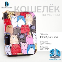 Кошелёк на молнии "Выбражулька", цвет разноцветный