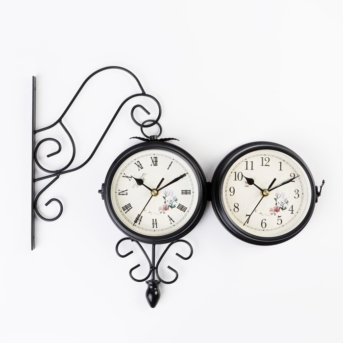 Часы настенные двусторонние, на подвесе Часы настенные двусторонние, на подвесе "Весенние", плавный ход, d-11 см, 34.5 х 22 см