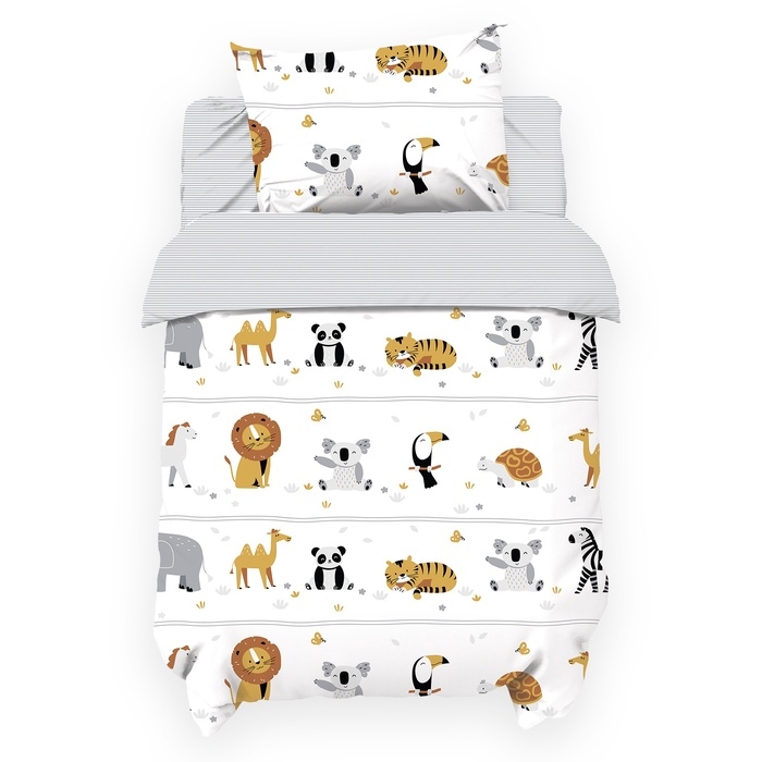 Детское постельное бельё Детское постельное бельё "Крошка Я" Funny Zoo 112*143 см, 60*120+20 см, 40*60 см, бязь 125 г/м2, хл 100%
