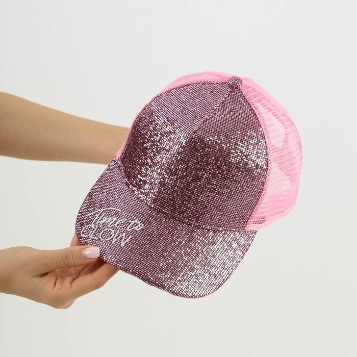 Кепка женская со стразами Time to Glow, цвет розовый, р-р 56 Кепка женская со стразами Time to Glow, цвет розовый, р-р 56