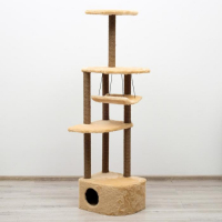 Комплекс для кошек с когтеточкой, угловой, с гамаком, 48 х 48 х 171 см, джут, искусственный мех, беж Комплекс для кошек с когтеточкой, угловой, с гамаком, 48 х 48 х 171 см, джут, искусственный мех, беж