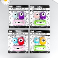 Набор фигурных дыроколов из 3 шт 11,5х13 см рис 1,6 см, 1 см, 4,5 см МИКС