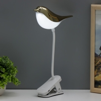 Настольная лампа на прищепке "Птичка" LED 3000-6000К 5Вт USB золото 20х7х34см RISALUX Настольная лампа на прищепке "Птичка" LED 3000-6000К 5Вт USB золото 20х7х34см RISALUX