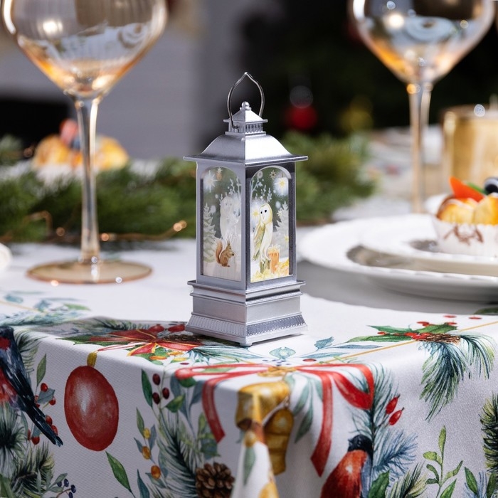 Светодиодная фигура &laquo;Серебристый фонарь с совой&raquo; 5 &times; 12 &times; 5 см, пластик, батарейки AG13х3 (в комплекте), свечение тёплое белое