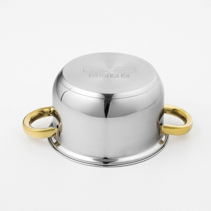 Кастрюля из нержавеющей стали с крышкой Доляна &laquo;Роскошь&raquo;, 1,5 л, d=17 см