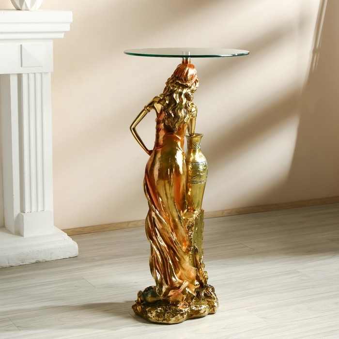 Стол декоративный "Девушка у вазы" золото 45х45х98 см