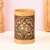 Туес "Цветочки", круглый, береста