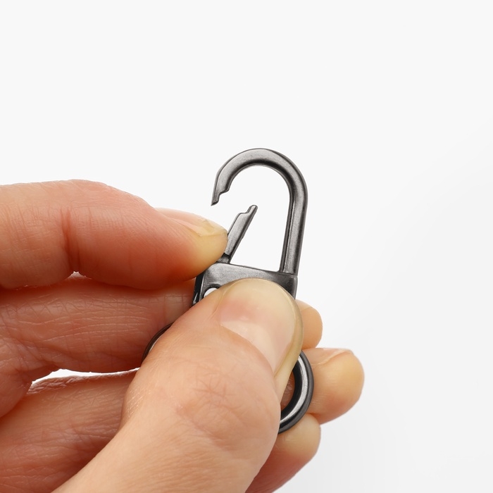 Карабин металлический, 41 &times; 25 мм / 20 &times; 2,5 мм, 5 шт, цвет чёрный никель