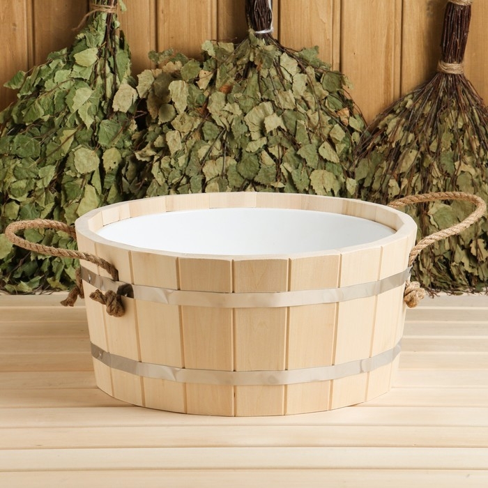 Шайка-таз деревянный, 15 л, с пластиковой вставкой Шайка-таз деревянный, 15 л, с пластиковой вставкой