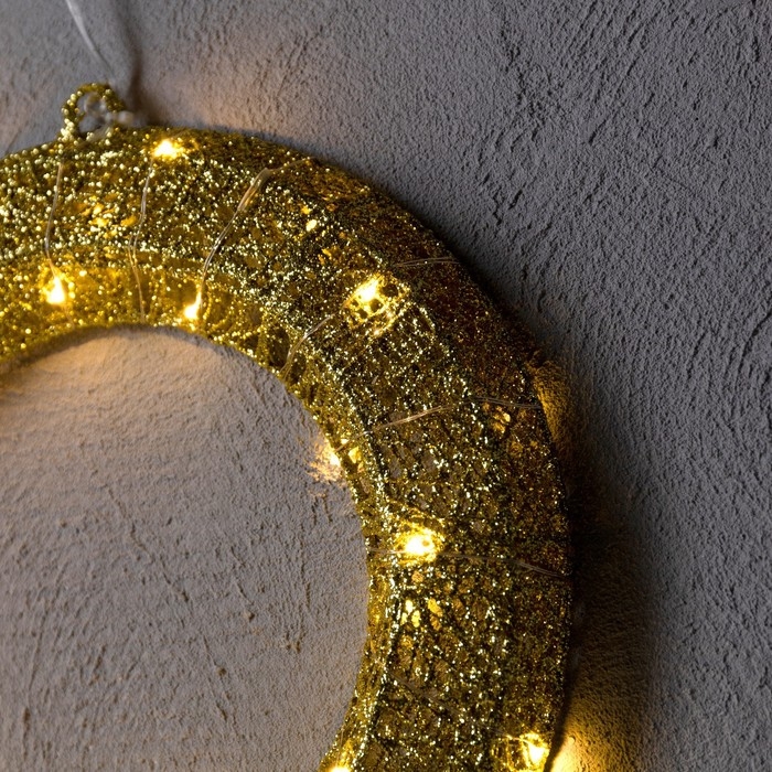 Светодиодная фигура «Венок» 30 см, металл, батарейки ААх3 (не в комплекте), свечение тёплое белое Светодиодная фигура «Венок» 30 см, металл, батарейки ААх3 (не в комплекте), свечение тёплое белое