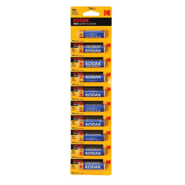 Батарейка алкалиновая Kodak Max, AA, LR6-10BL, 1.5В, отрывной блистер, 10 шт. Батарейка алкалиновая Kodak Max, AA, LR6-10BL, 1.5В, отрывной блистер, 10 шт.
