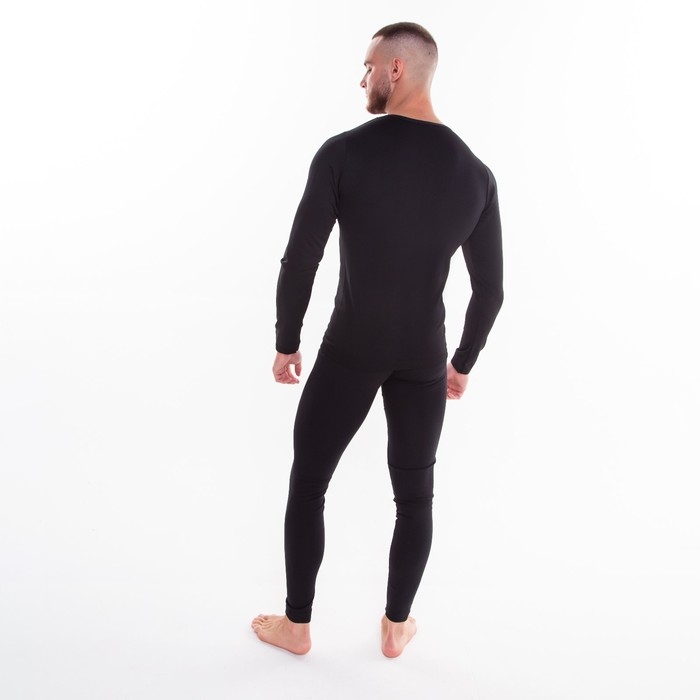 Термобельё мужское НАЧЁС (лонгслив, кальсоны), цвет чёрный, размер 54-56