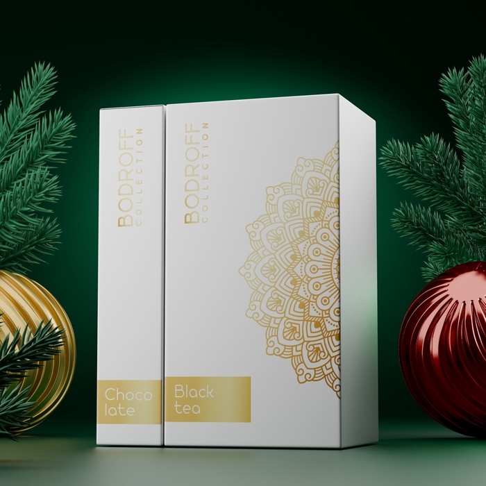 Новогодний подарочный премиум набор Новогодний подарочный премиум набор "Белый", (чай 100 г + шоколад 100 г)