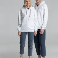 Толстовка на молнии с капюшоном Unit Siverga белая, размер 3XL