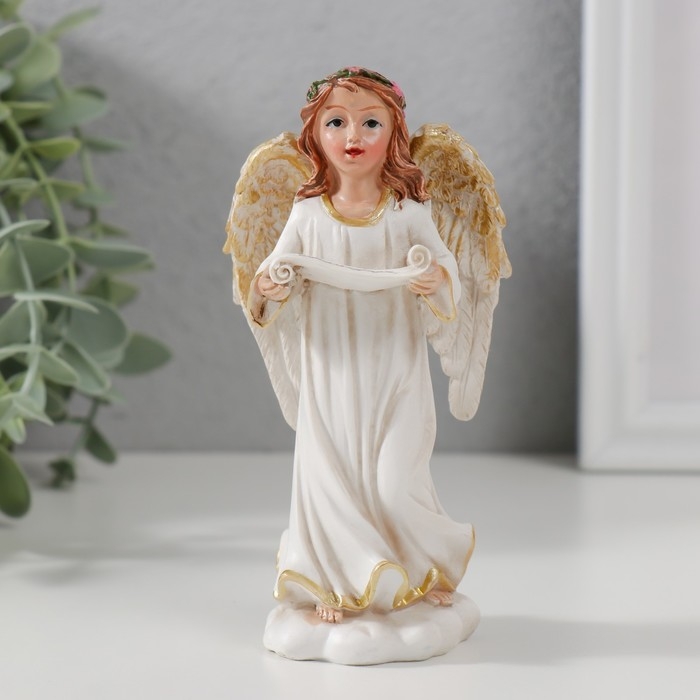 Сувенир полистоун "Ангел-девушка со свитком поёт" 12,5х6,5х4,7 см