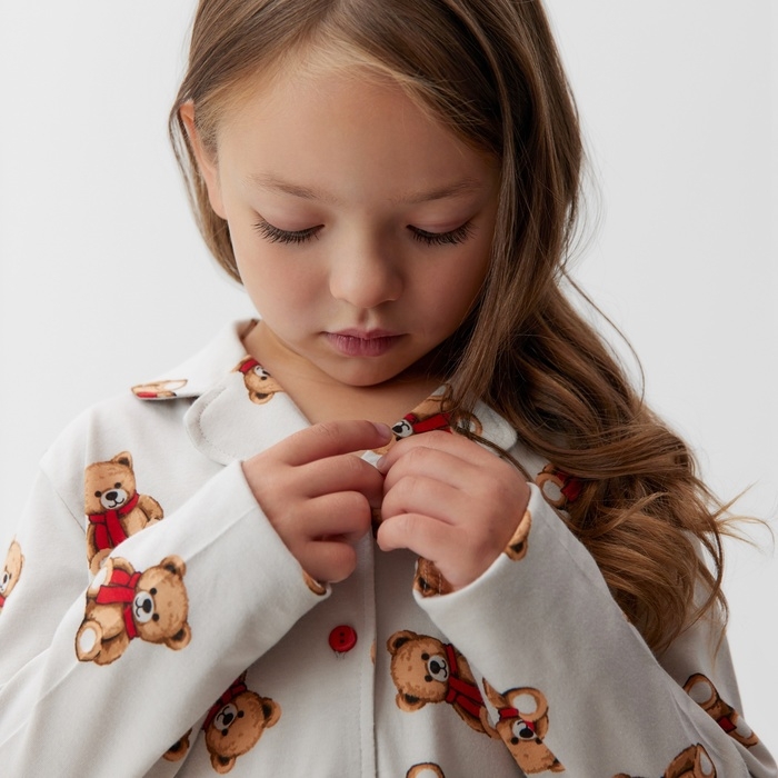 Пижама детская (рубашка и брюки) KAFTAN "Мишка в шарфе" р.30 (98-104)