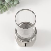 Подсвечник керамика, стекло на 1 свечу "Грани" d=7,5 см серебро 10,5х10,5х27 см