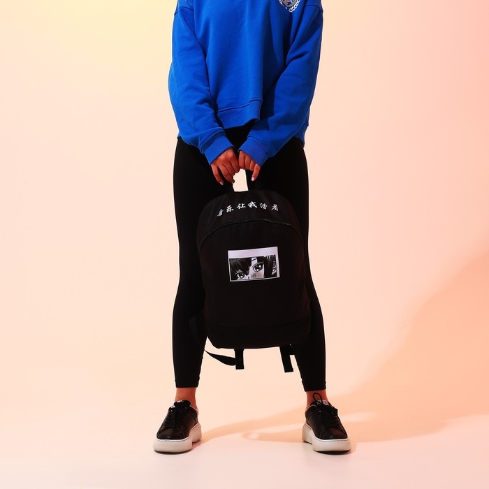 Рюкзак школьный текстильный «Аниме», 46х30х10 см, вертикальный карман, цвет чёрный Рюкзак школьный текстильный «Аниме», 46х30х10 см, вертикальный карман, цвет чёрный