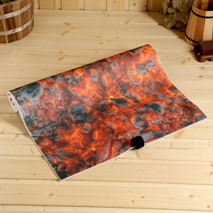 Лежак для бани с принтом "Угли" 150х50 см