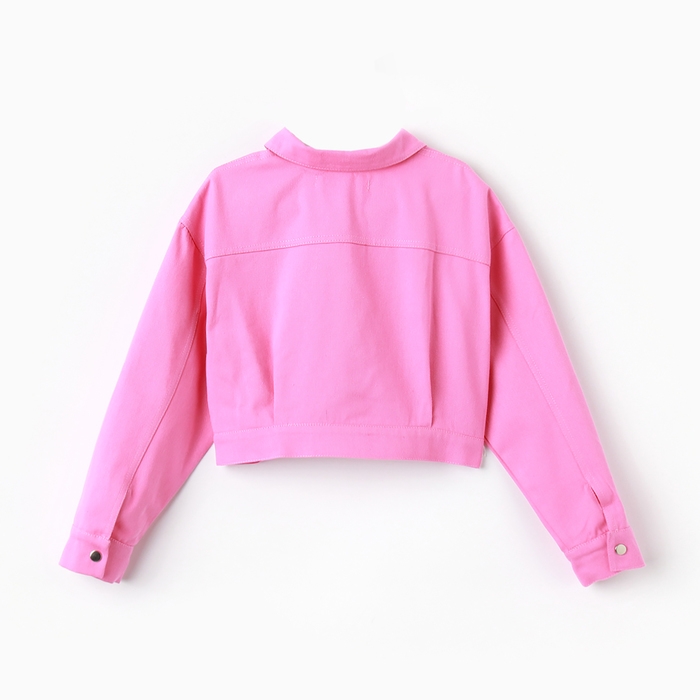 Рубашка для девочки джинсовая, укороченная KAFTAN, размер 36 (134-140 см), цвет розовый