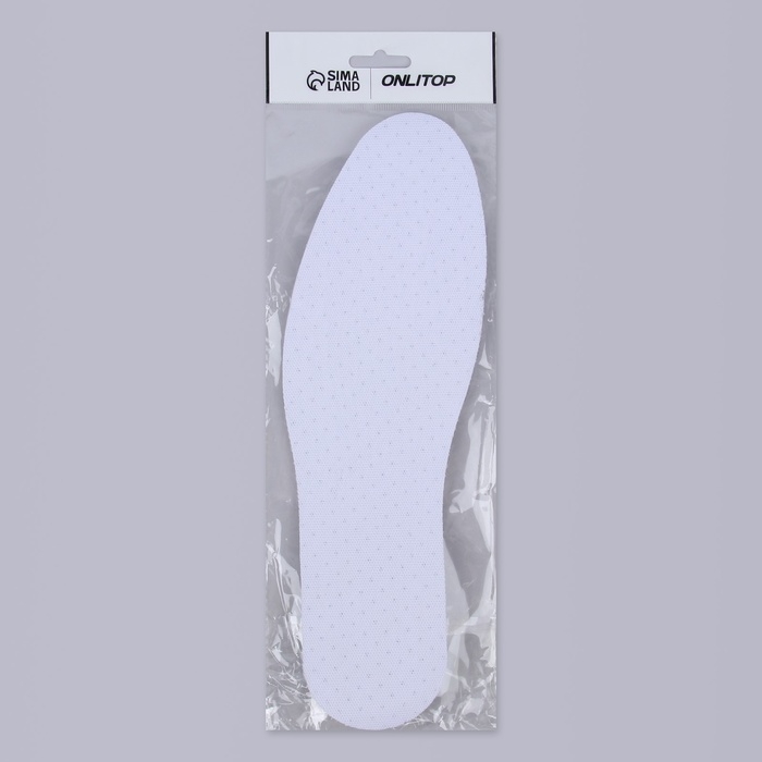 Стельки для обуви, универсальные, с подпяточником, дышащие, р-р RU до 46 (р-р Пр-ля до 47), 29 см, пара, цвет белый